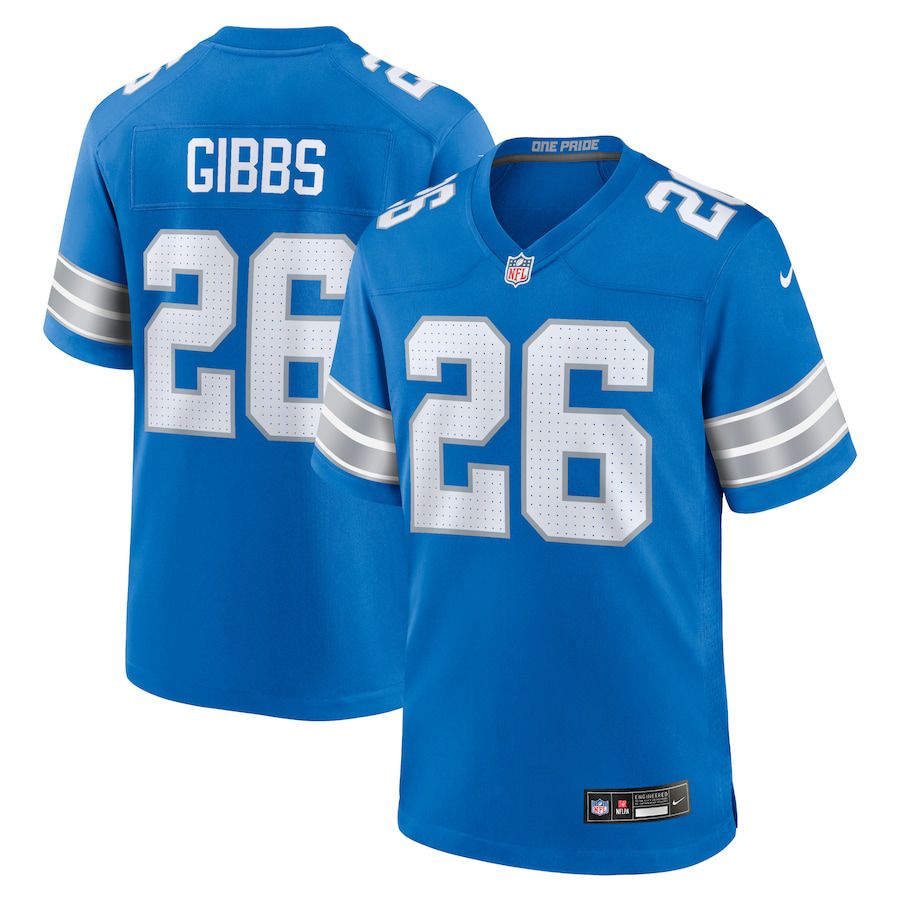 Men Detroit Lions #26 Jahmyr Gibbs Nike Blue Game NFL Jersey